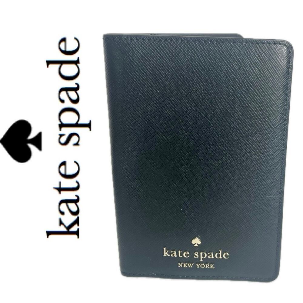 KATE SPADE PASSPORT WALLET SAFFIANO LEATHER BLACK CARDS HOLDER‎ VERSATILE CHIC